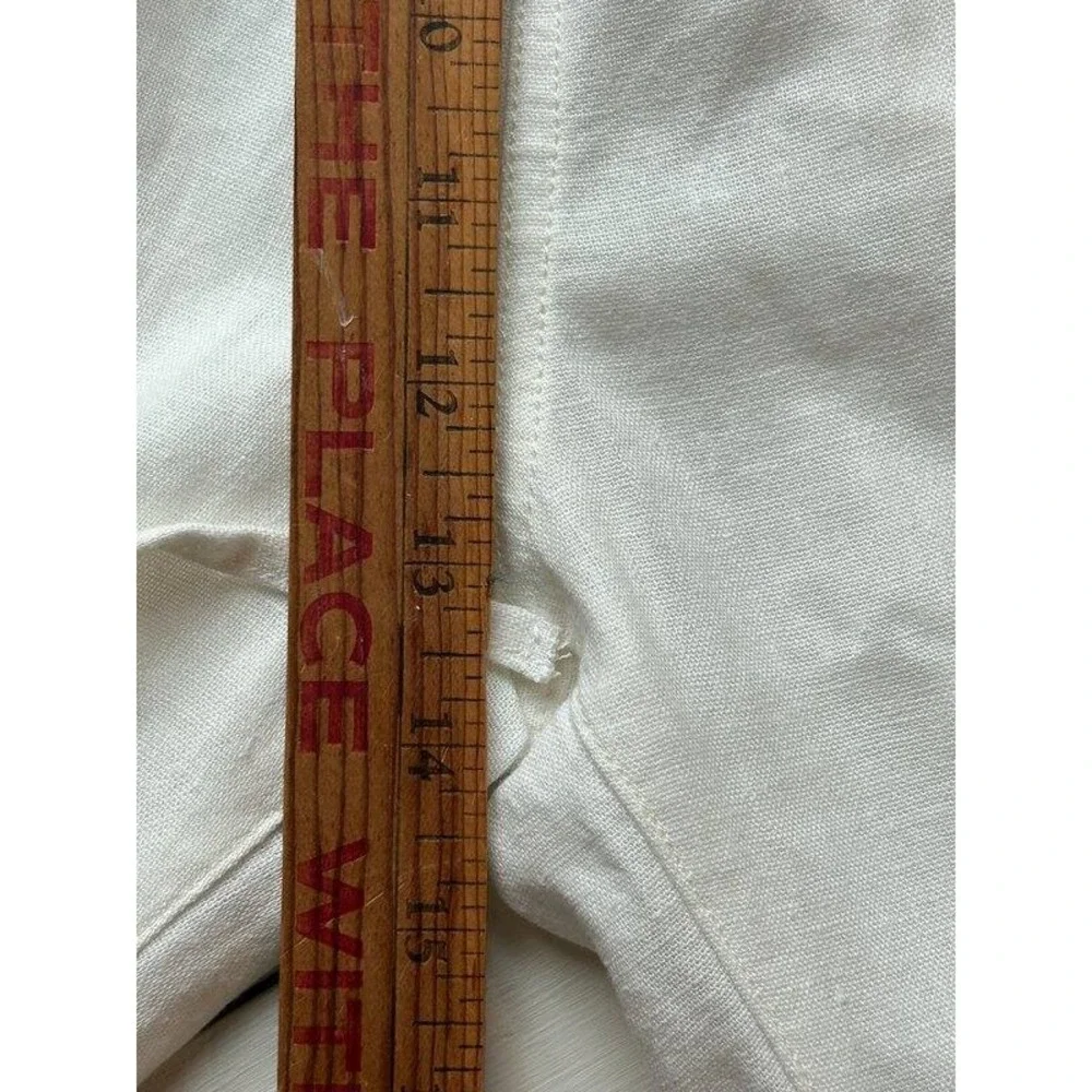 Isle Bay Linens White Linen Blend Pull On Drawstring Mens Pants 33
